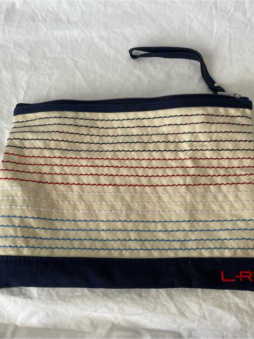 Ralph Lauren canvas Cotten stitch zippered pouch